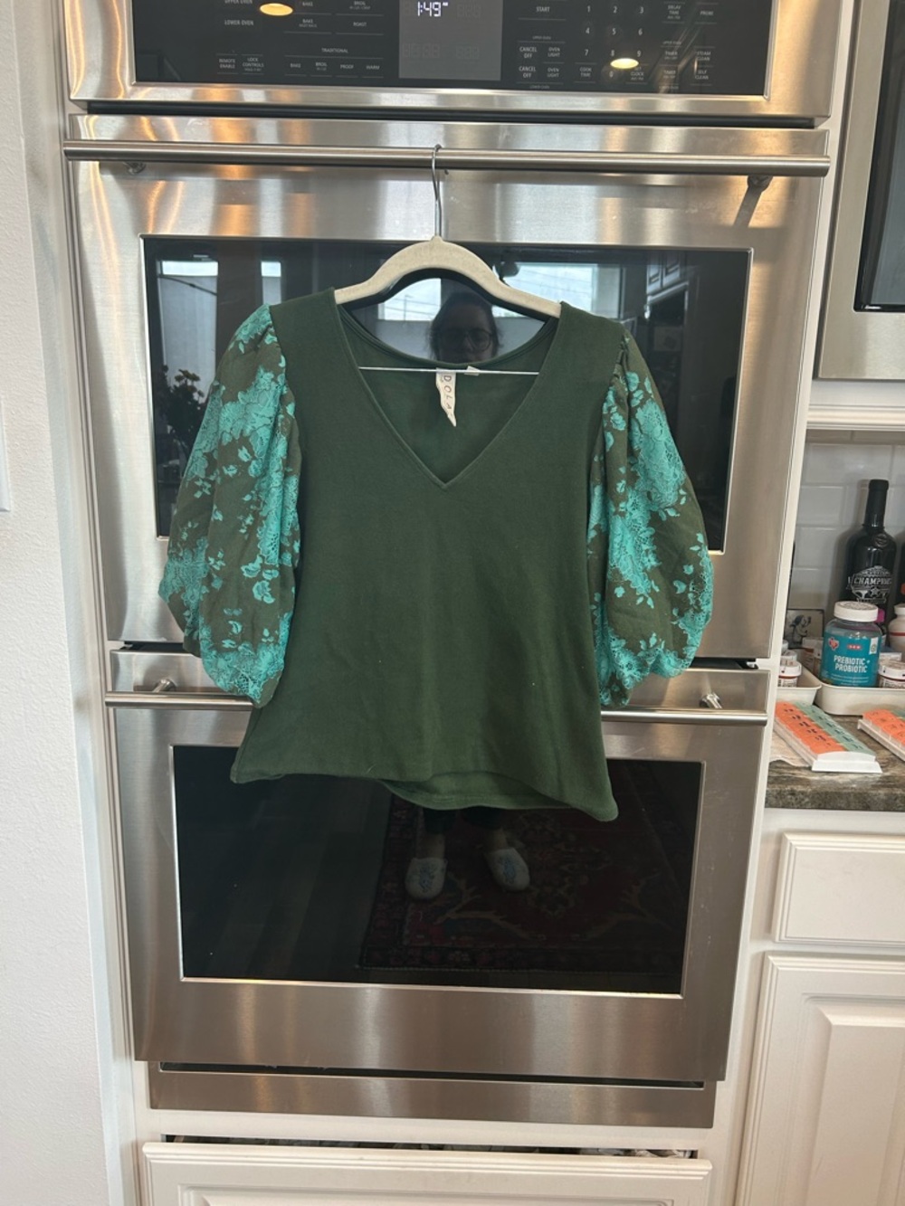 dolan x Anthropologie V-Neck Top with  Puff Sleeves size L GUC